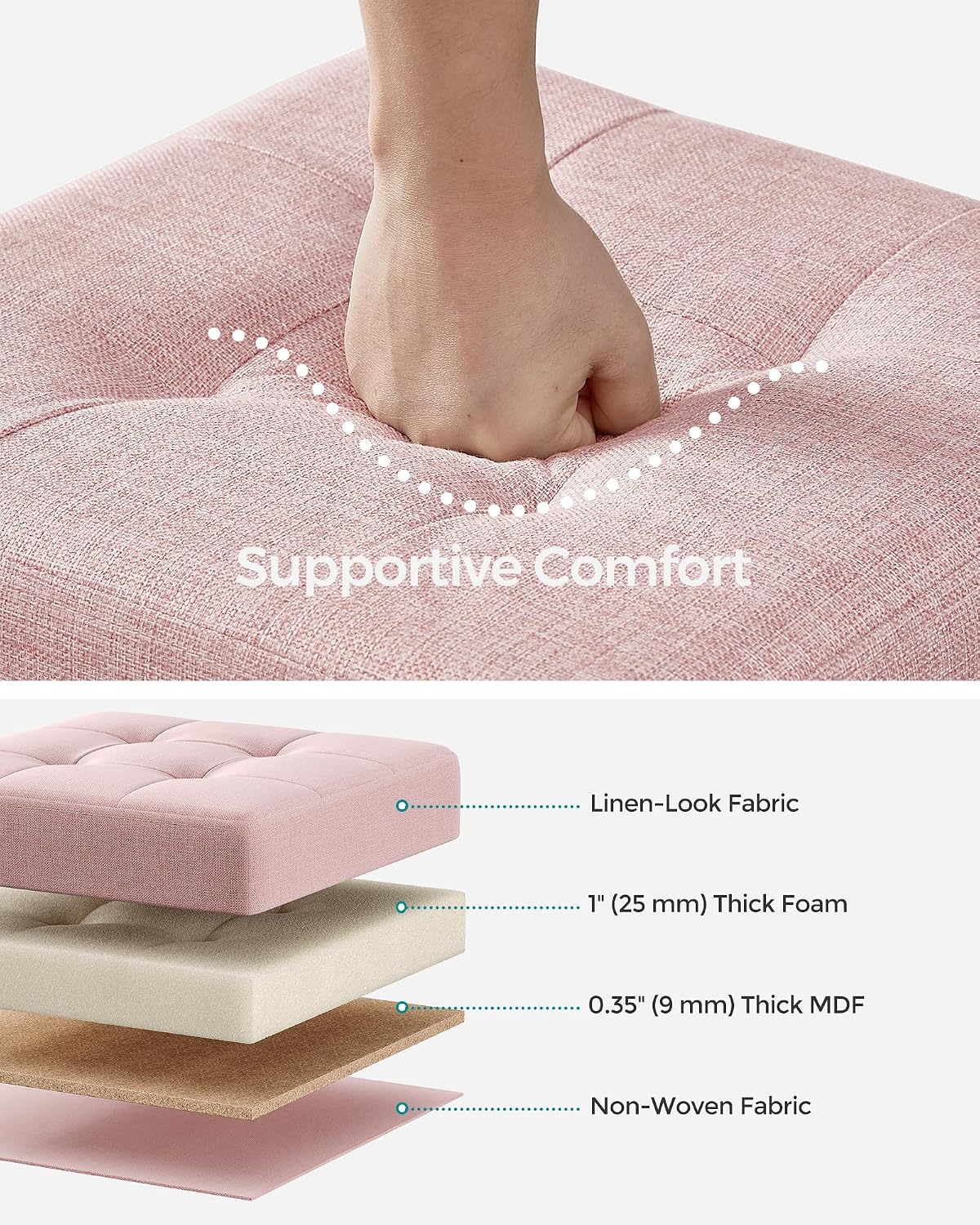 SONGMICS Storage Ottoman, Small Ottoman Foot Rest with Legs, 12.6 x 15.7 x 13.2 Inches Foot Stool, Load up to 660 lb, for Living Room, Bedroom, Dorm, Slate Gray ULSF012G01