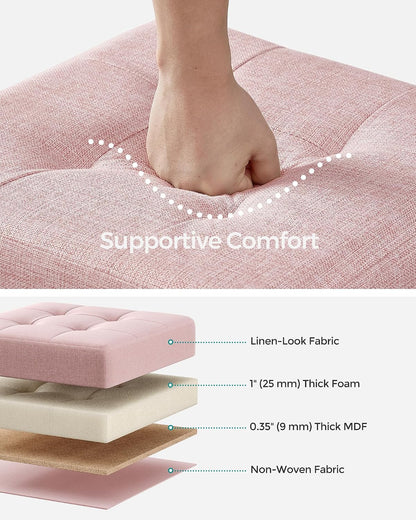 SONGMICS Storage Ottoman, Small Ottoman Foot Rest with Legs, 12.6 x 15.7 x 13.2 Inches Foot Stool, Load up to 660 lb, for Living Room, Bedroom, Dorm, Slate Gray ULSF012G01