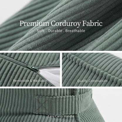 Pat. Pend. Corduroy Lumbar Support Back Pillow for Watching TV, Reading & Gaming, Ergonomic Triangle Support Cushion for Sofa, Armchair & Bed Sitting, Removable Washable Cover, Beige Gray