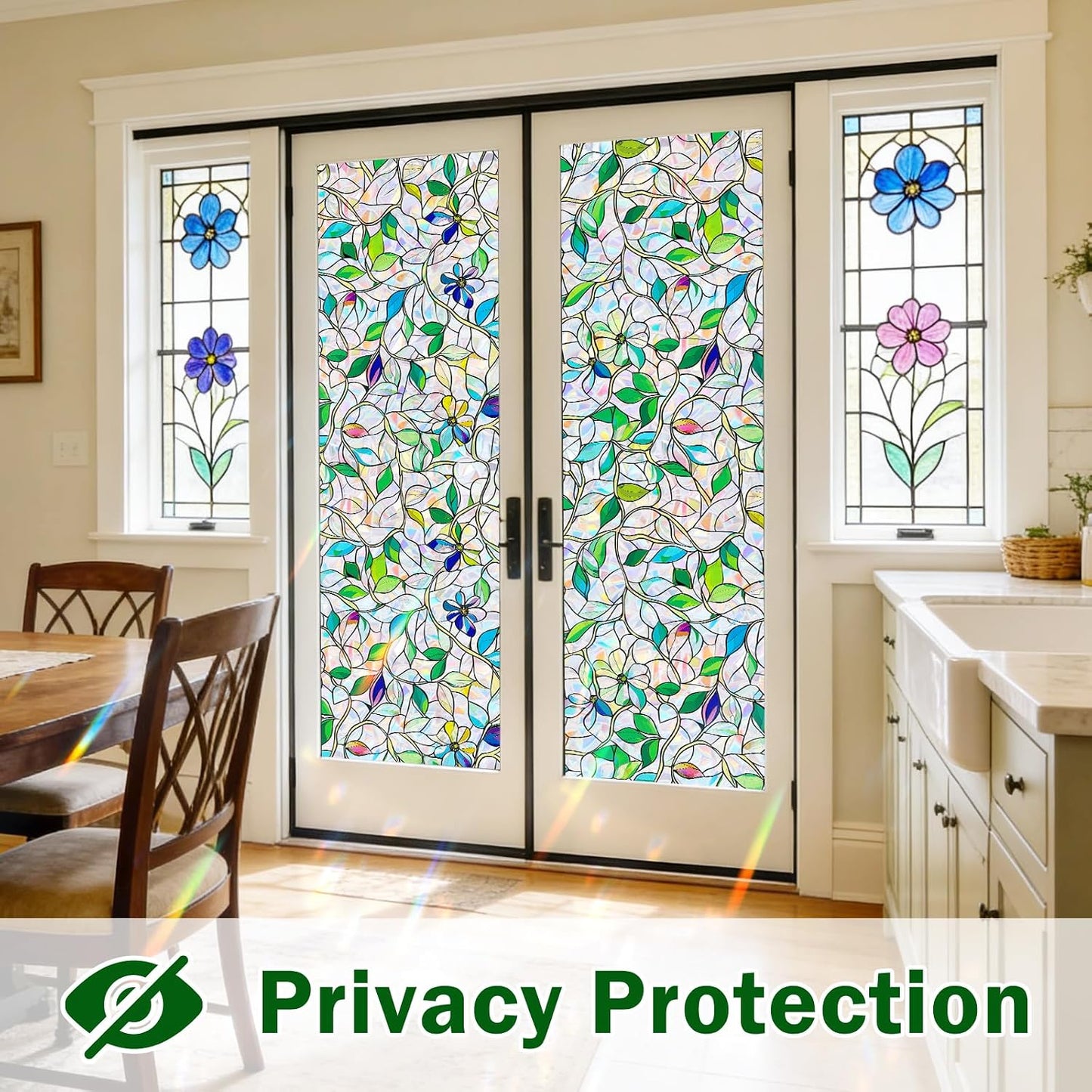 Window Film, Frosted Privacy, One Way Tint, UV Block, Heat Insulation, Anti-Glare, Static Cling, Renter Friendly for Home Bathroom Door