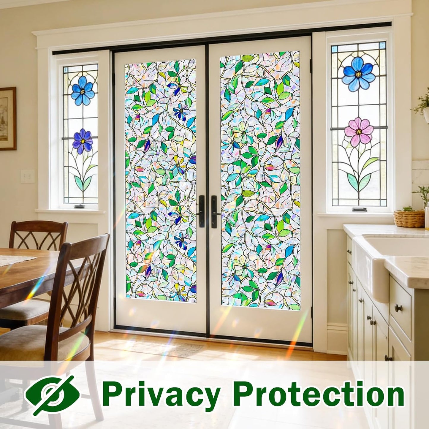 Frosted Glass Window Film, Decorative Sun Heat Blocking,Anti UV Save Energy