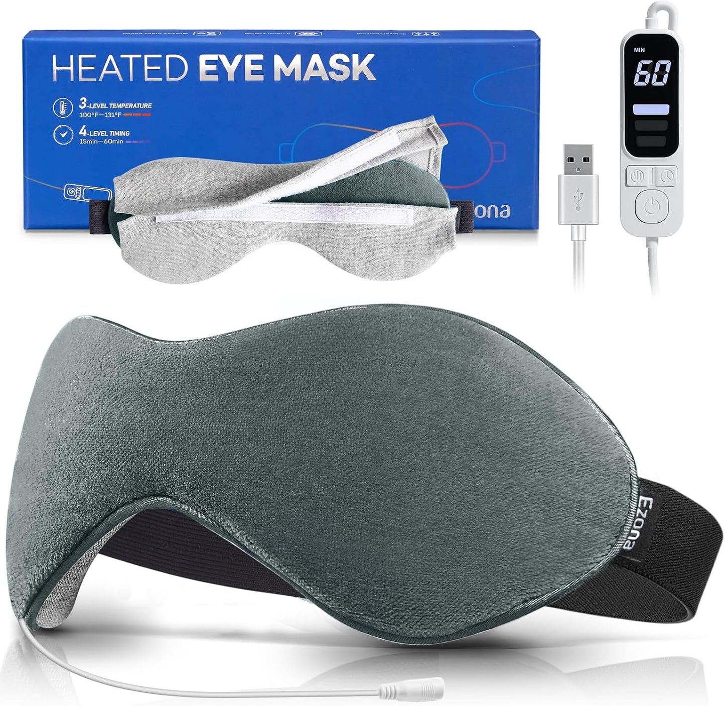 Ezona Heated Eye Mask, Warm Eye Compress Mask for Dry Eyes