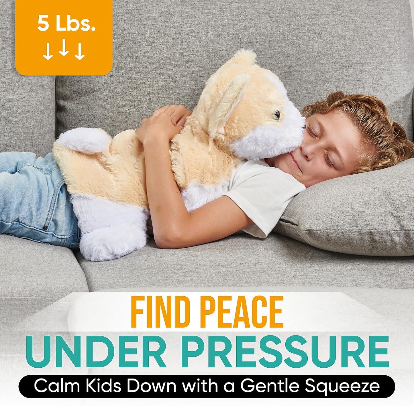 FRIENDLY CUDDLE Weighted Lap Blanket for Kids & Adults – Kids Weighted Blanket – ASD, Sensory Processing Weighted Stuffed Animals Dog Toy – Microwavable Weighted Lap Pad for Kids, 5 Lbs.