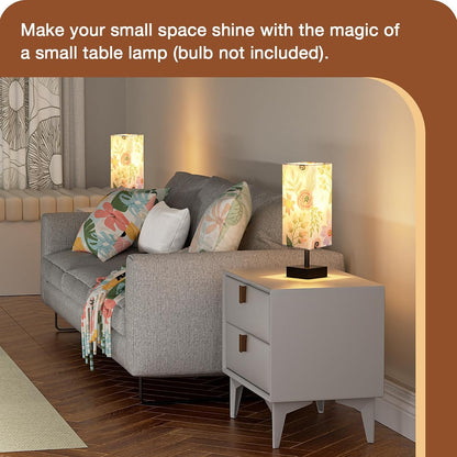 aooshine Small Table Lamp for Bedroom - Bedside Lamps for Nightstand, Minimalist Night Stand Light Lamp with Square Fabric Shade, Desk Reading Lamp for Kids Room Living Room Office Dorm