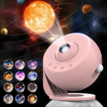 Galaxy Projector for Bedroom, HD Image Star Projector Galaxy Light Adjustable Knob, 13 Film Discs Planetarium Projector for Kids, 360° Rotating 1/2h Timer Simple 3-Button Control Black&White