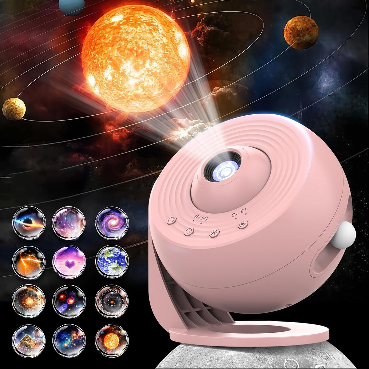 Galaxy Projector for Bedroom, HD Image Star Projector Galaxy Light Adjustable Knob, 13 Film Discs Planetarium Projector for Kids, 360° Rotating 1/2h Timer Simple 3-Button Control Deep Black