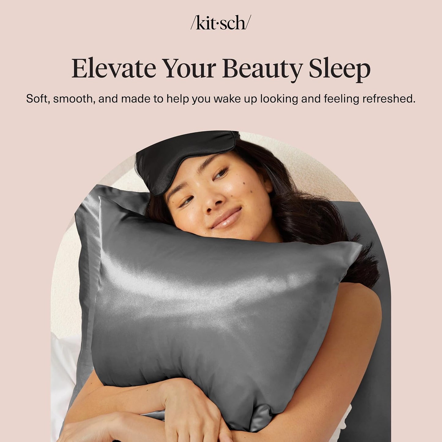 Kitsch Satin Pillowcase with Zipper for Hair & Skin - Softer Than Silk Pillow Cases, Smooth Cooling Satin Pillow Case, Wrinkle-Free, Machine Washable - Pillow Cases Standard Size (19x26) - Blush