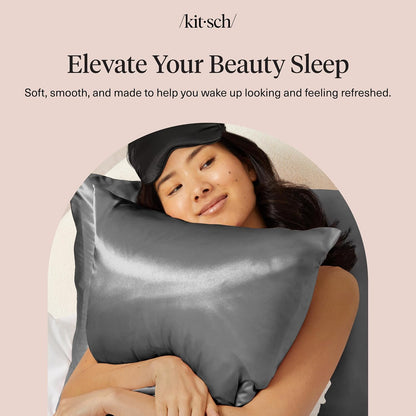 Kitsch Satin Pillowcase with Zipper for Hair & Skin - Softer Than Silk Pillow Cases, Smooth Cooling Satin Pillow Case, Wrinkle-Free, Machine Washable - Pillow Cases Standard Size (19x26) - Blush