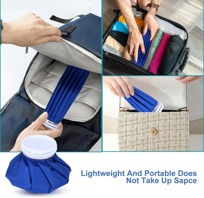 Ice Bags for Injuries, 3rd Gen Reusable Ice Packs, Hot & Cold Therapy Pain Relief, Ice Bag No-Leak & Waterproof, Traditional Ice Pack, Versatile & Durable, Blue (6 in + 11 in)