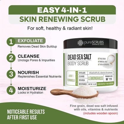 pureSCRUBS Premium Cucumber Body Scrub Set, Exfoliating Dead Sea Salt Scrub