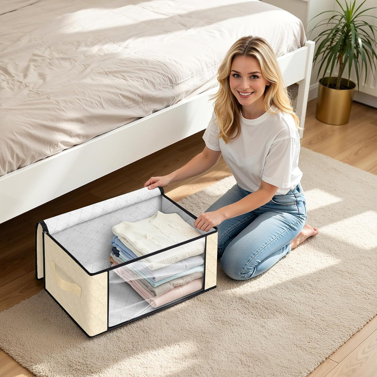 Fab totes Storage Bags for Clothes Blanket Storage Bins with Lids