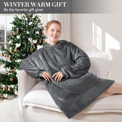 LetsFunny Blanket Hoodie,Oversized Wearable Sherpa Fleece Blanket Sweatshirt,Super Soft Warm Cozy with Giant Pocket,Gifts for Women Men Adults Teenagers, One Size Fits All