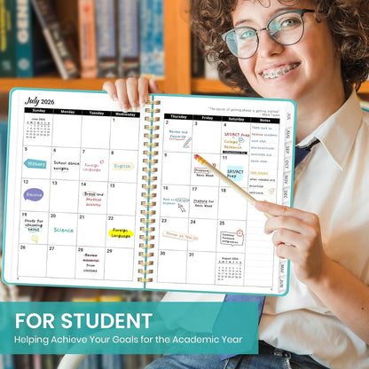 Planner 2026-2027 for Women & Men, Academic Monthly and Weekly Calendar Planner, Jul 2026 - Jun 2027, A5 (6.3" x 8.5"), Teacher Student Planning Book with Tabs, Ideal for Office School Supplies - Pink