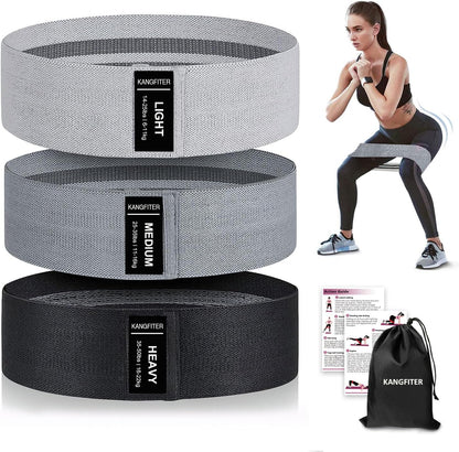 KANGFITER Non-Slip Fabric Resistance Bands for Working Out, Loop Exercise Bands for Booty Leg, Butt, Glute, Stretch Workout Bands for Women & Men, Hip Elastic Bands for Home Gym Fitness, Yoga, Pilates