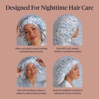 Kitsch XL Satin Bonnet for Sleeping - Softer Than Silk Bonnet For Sleeping Women - Secure Fit, Adjustable, Night Cap For Curly & Textured Hair - Prevents Breakage, Tangles & Thinning - Blush