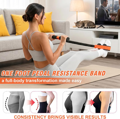 Pedal Resistance Band with Handles for Women, 55LBS Exercise Bands, Thickened Latex Tube, Non-Slip Foot Pedal, Full Body Workout Equipment for Abs/Core/Waist/Leg/Glutes/Arm Strength Training