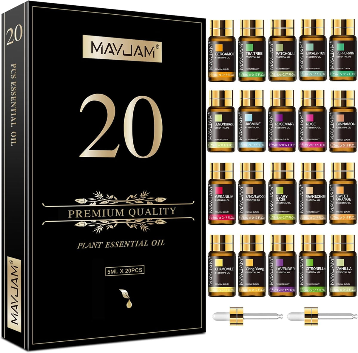 MAYJAM 35x5ML Essential Oil Set for Diffuser Massage Soap Candle Making