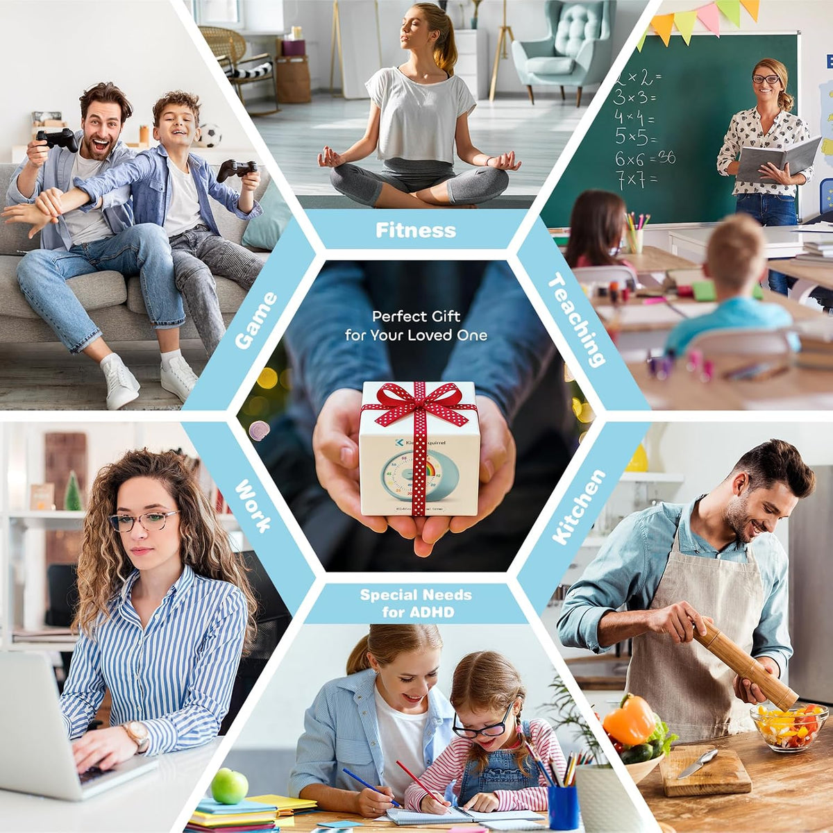 Visual Timer for Kids, 60-Minute Countdown Timer for Classroom Office Kitchen, Desk Timer Kids Time Management Tools with Silent Operation, Pomodoro Time Rainbow Pattern (Grass Green)
