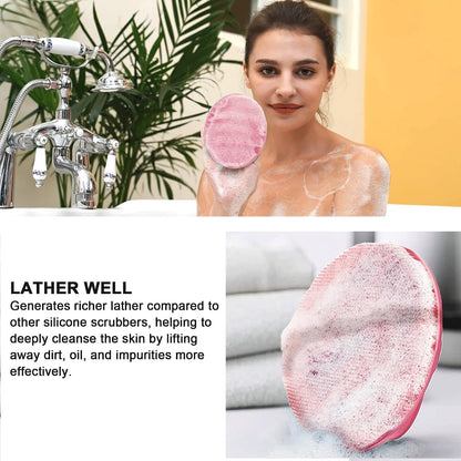 INNERNEED Soft Silicone Body Cleansing Brush Shower Scrubber, Gentle Exfoliating and Massage for All Kinds of Skin (Dark Green)