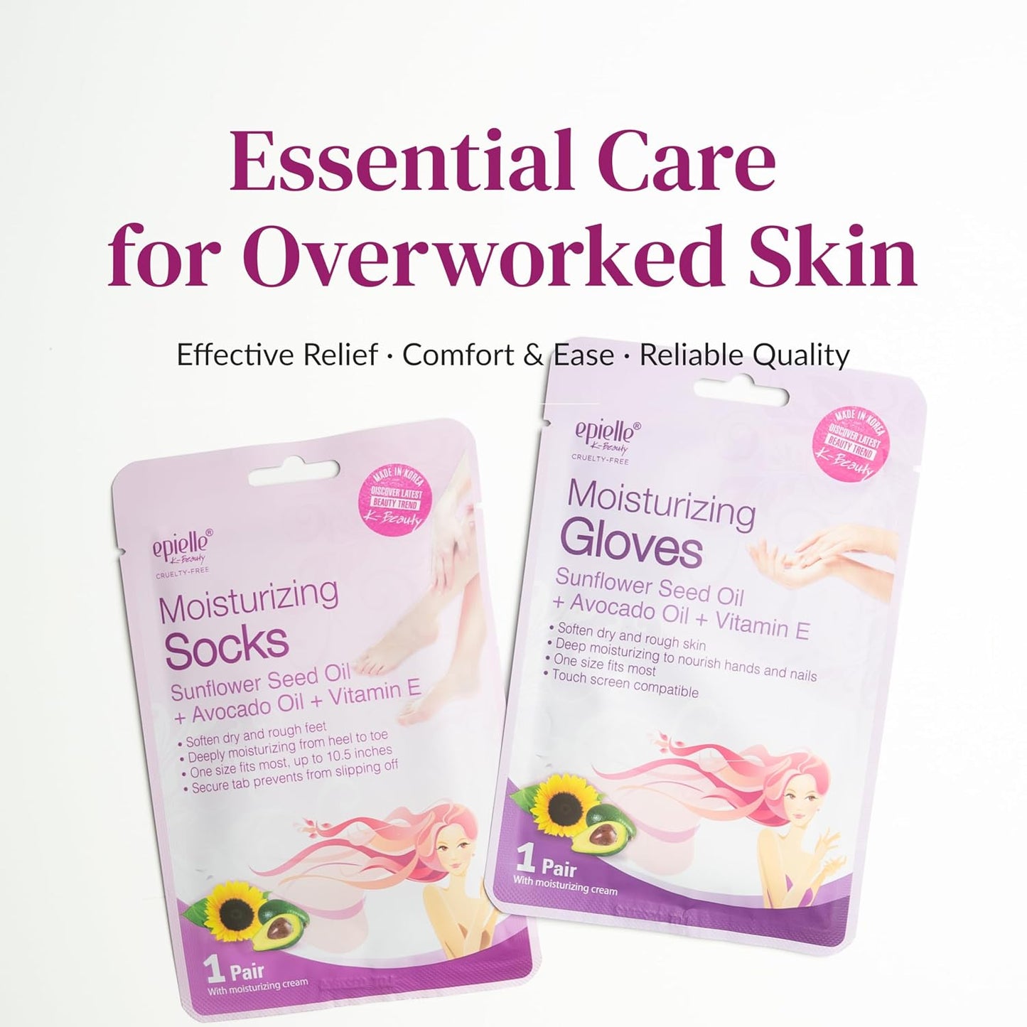 Epielle Hydrating Foot Mask 6 Pairs, Relieve and Soften with Shea Butter & Jojoba Oil, Deep Moisturizing Socks for Dry, Cracked Feet, Self Care Gifts for Women, Spa Kit