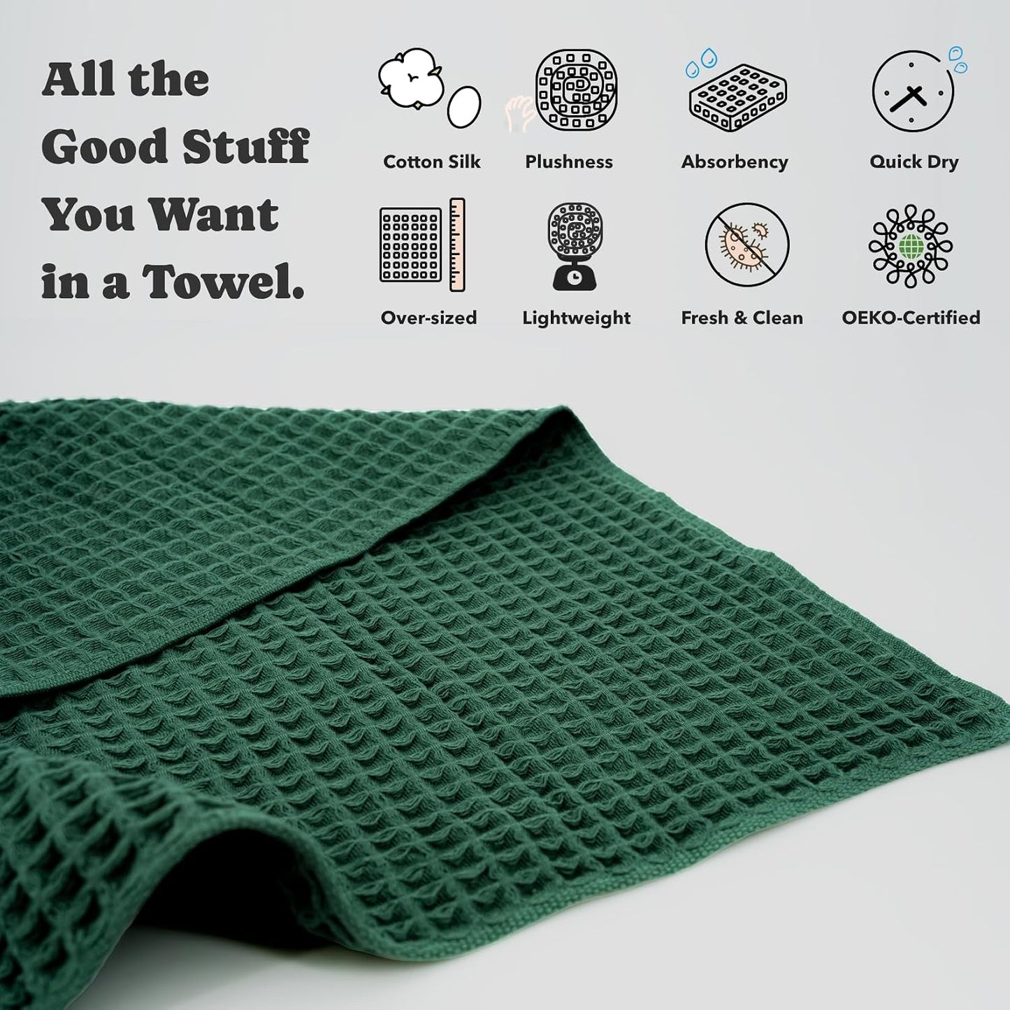 Luxury Organic Japanese Cotton Hair Drying Waffle Towel Wrap for Women | Absorbent, Quick-Dry Head Turban for Shower, Sauna, Spa | Extra Large for Long, Curly, Straight Hair With Button (White, 1 Pc)
