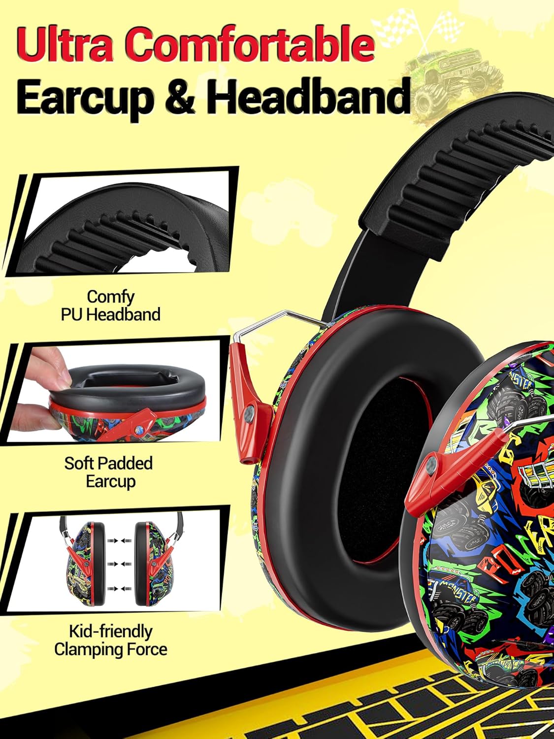 Dr.meter Ear Muffs for Noise Reduction: 27.4SNR Noise Cancelling Headphones for Kids Adults, EM100 Adjustable Hearing Protection Earmuffs for Monster Jam, Autism Sensory, Concerts, Fireworks