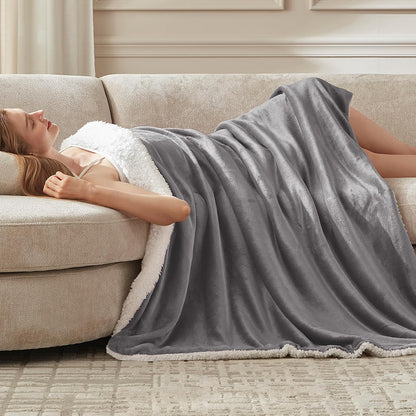 Heated Throw Blanket - Fast Heating 3D Jacquard Electric Heated Blanket, Cozy Heating Blanket with 6 Heating Settings & 4 Hours Auto-Off, Machine Washable, 50"x60", London Grey