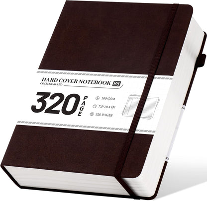 CAGIE Lined Journal Notebook for Women Men 320 Pages 100 Gsm Paper Thick Journaling Notebooks A5 Leather Journals for Writing Hardcover Journal Supplies for Work Note Taking Diary, 5.7x8.3 In, Green