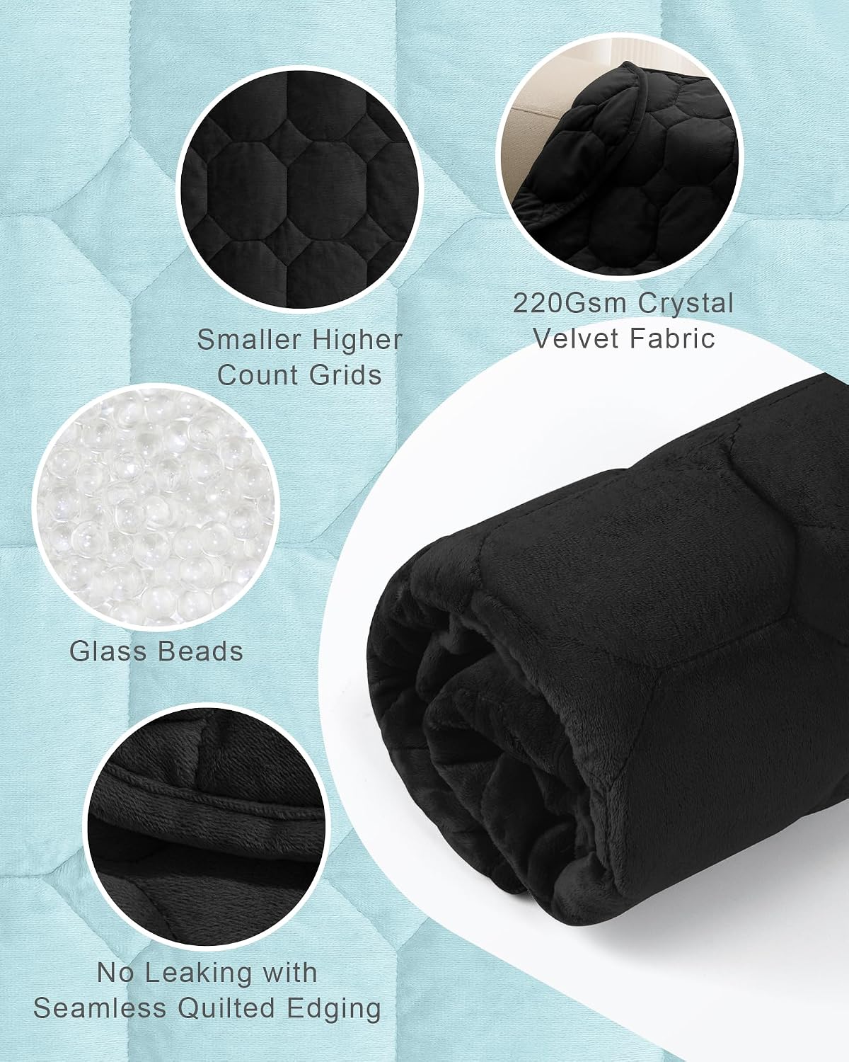 Cottonblue Weighted Lap Blanket 7lbs, Cozy Luxury Crystal Velvet Weighted Blanket for Adults, Small Weighted Blanket for Relaxation, Sleeping, Travel, Grey, 29" x 24"
