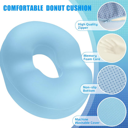 BlissTrends Donut Pillow Seat Cushion,Donut Chair Cushions for Postpartum Pregnancy & Hemorrhoids,Tailbone Pain Relief Cushion,Memory Foam Lifting Cushions for Office&Home Chairs (Black)