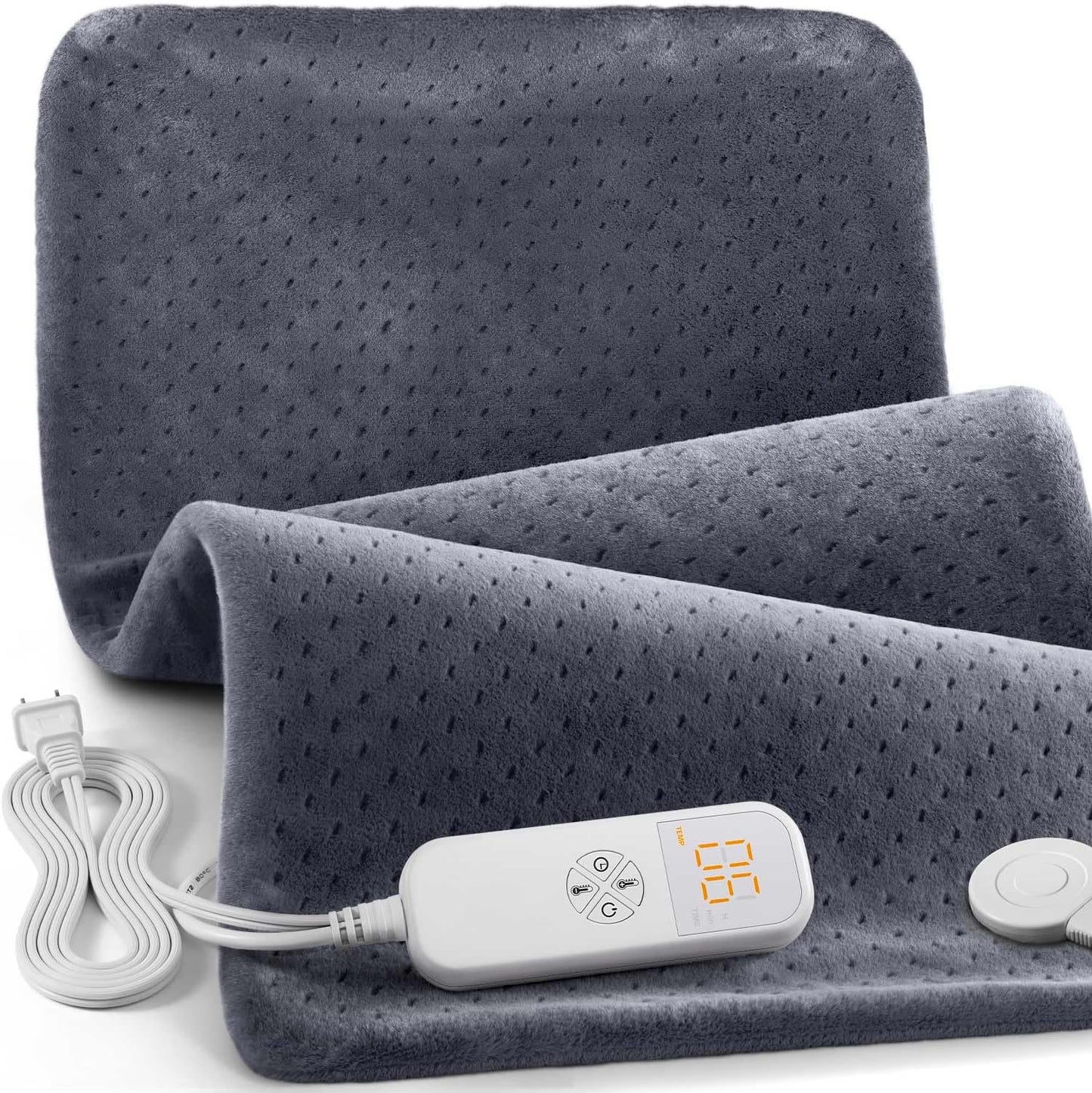 Heating Pad for Back Pain Relief, 33"x17" Electric Heating Pad for Shoulder, Neck, Cramp, Menstrual Pain, Christmas Gifts for Women Men Mom Dad - 6 Heat Settings and Auto-Off, Moist/Dry Heat pad, Gray
