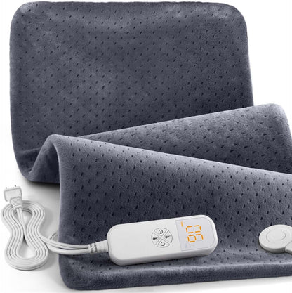 Heating Pad for Back Pain Relief, 33"x17" Electric Heating Pad for Shoulder, Neck, Cramp, Menstrual Pain, Christmas Gifts for Women Men Mom Dad - 6 Heat Settings and Auto-Off, Moist/Dry Heat pad, Gray