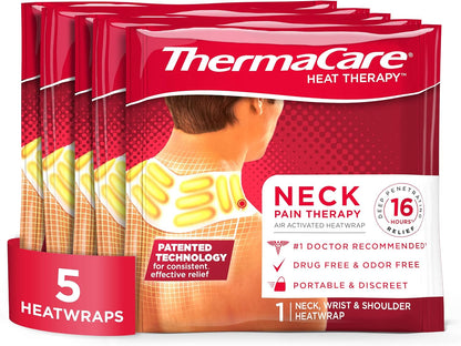 ThermaCare Heat Wraps for Neck & Shoulder Pain Relief, 5 Count