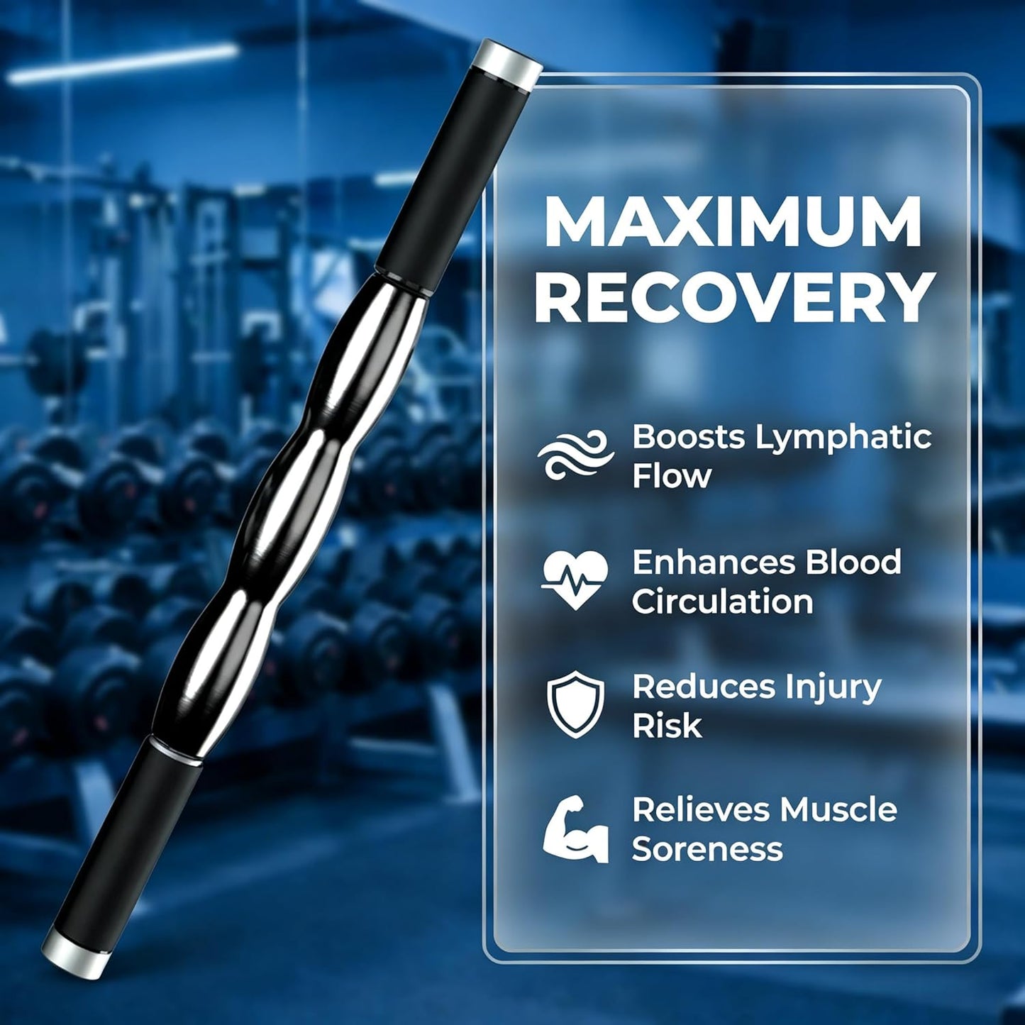 Deep Tissue Massage Stick - Cold Therapy Tool with Steel Ice Roller for Muscle Relief, Portable Gel Roller for Neck, Back, Leg & Lower Body Recovery, Effective Inflammation & Pain Relief