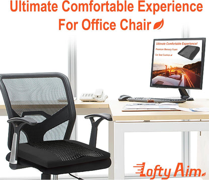 Lofty Aim Car Seat Cushion, Comfort Memory Foam Car Cushions for Driving - Sciatica & Lower Back Pain Relief, Driver Seat Pillow for Auto, Office Chair, Wheelchair - Black