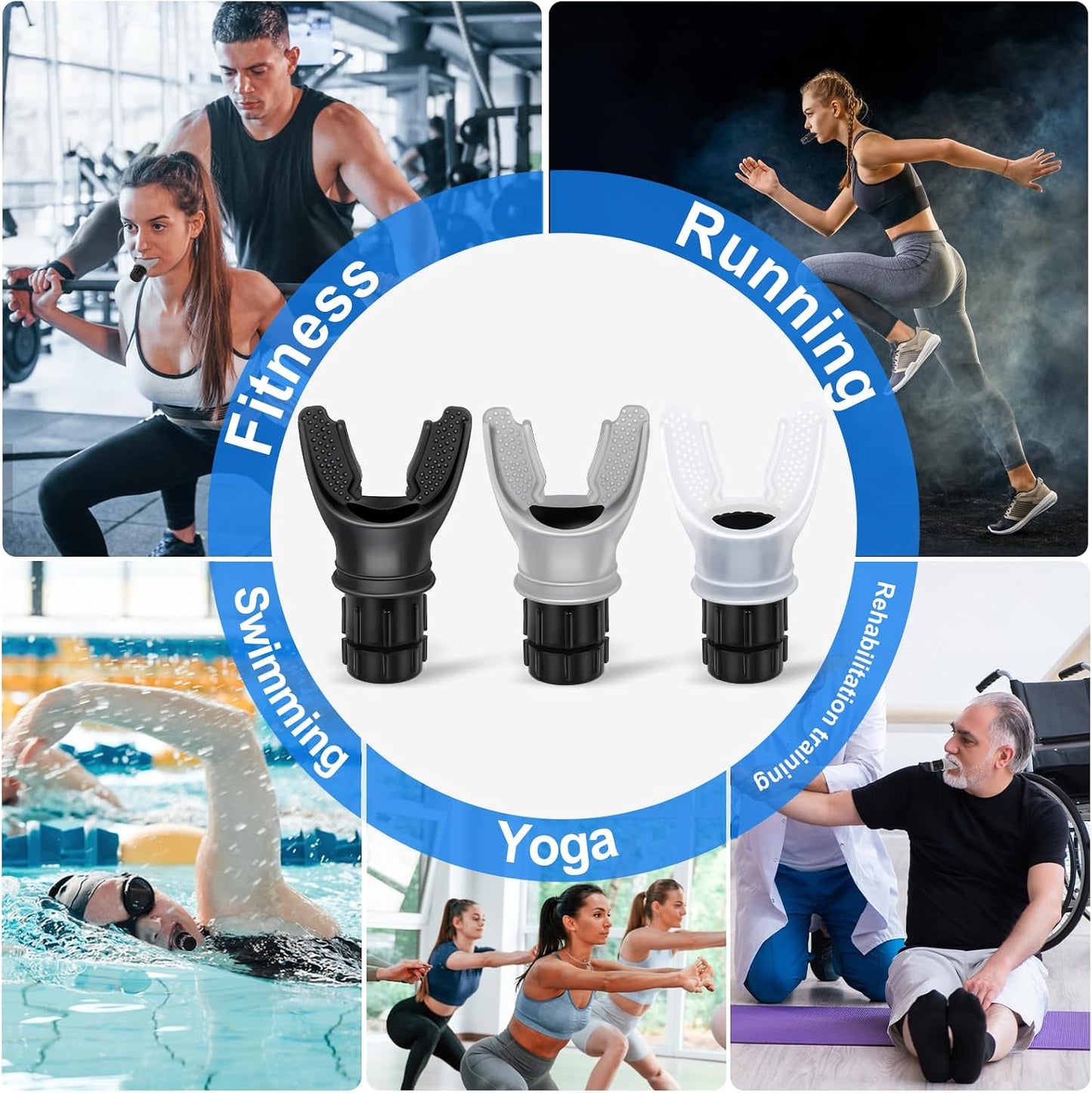 TEAWOO 3 PCS Portable Breathing Trainer with Adjustable Resistance Settings