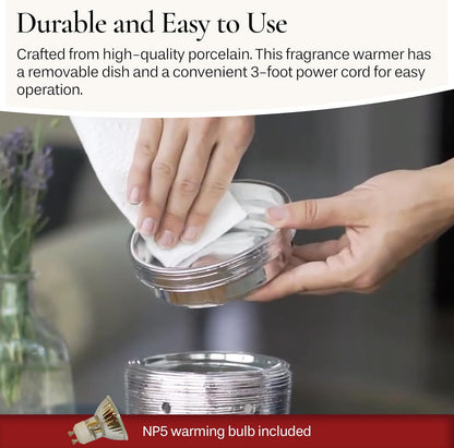 Candle Warmers ETC. Vintage Bulb Illumination Fragrance Warmer- Light-Up Warmer for Warming Scented Candle Wax Melts and Tarts to Freshen Room, Apothecary
