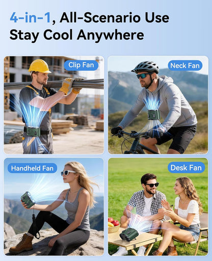 KIMMOO Portable Waist Fan, Dual-Motor with Ice Cooling, 10000mAh Battery