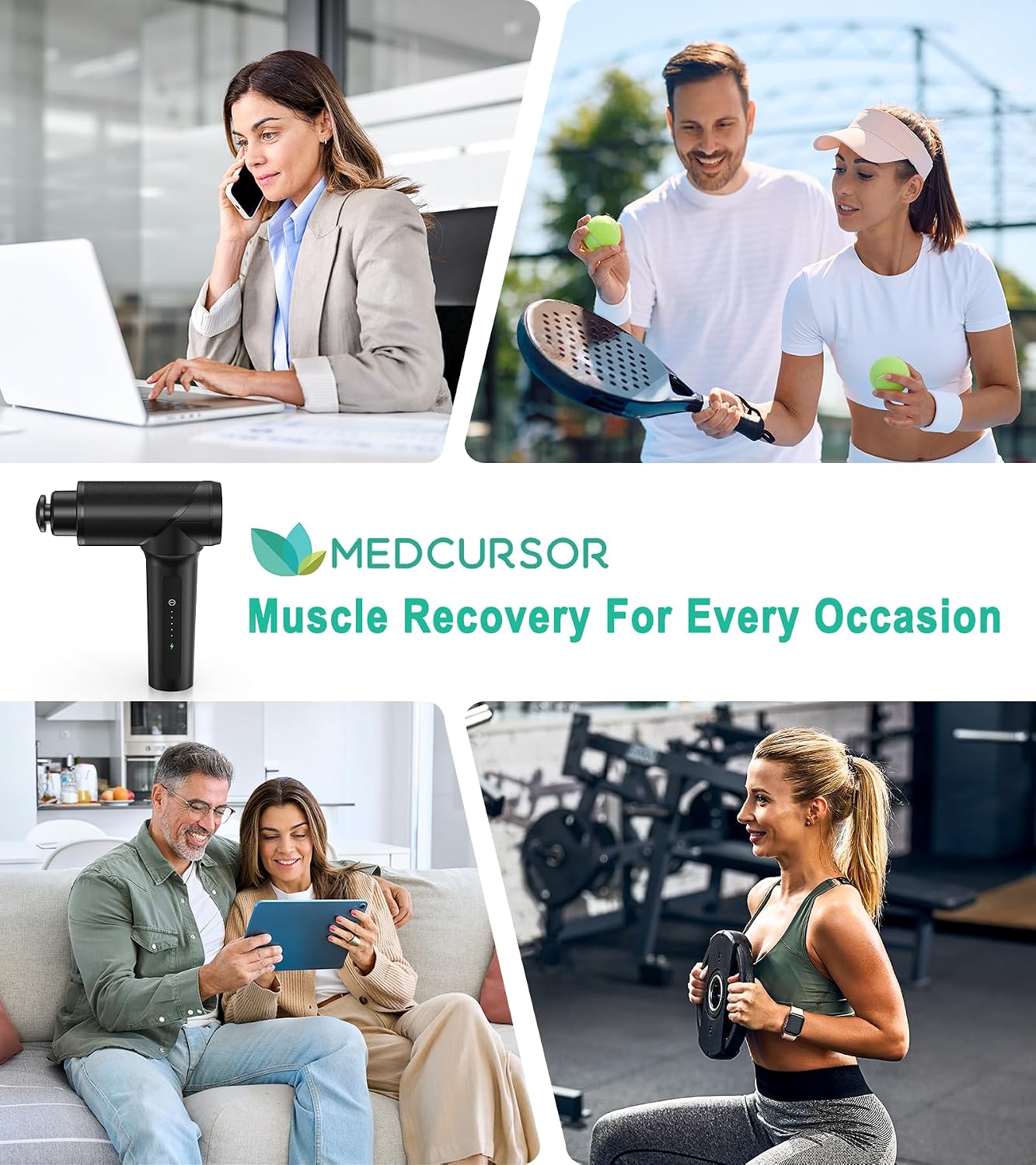 Medcursor Massage Gun - High Intensity Brushless Motor, Handheld Percussion Deep Tissue Massager with 6 Massage Heads for Sore Muscle and Stiffness, Valentines Day Gifts (Gray)