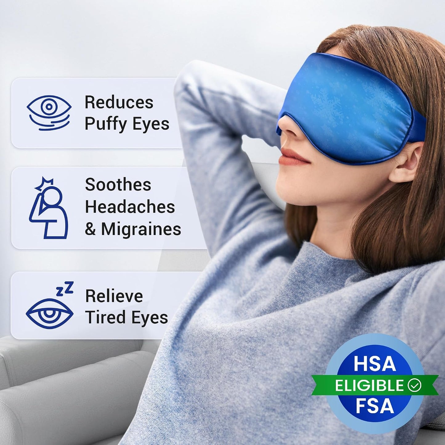 Cooling Eye Mask for Puffy Eyes: Fsa Eligible ltems Hsa, Migraines Headache Fast Relief After Surgery Care Cold Compress, Reusable Face Ice Pack Gel for Dark Circles, Gentle Weighted Sleep Mask Purple
