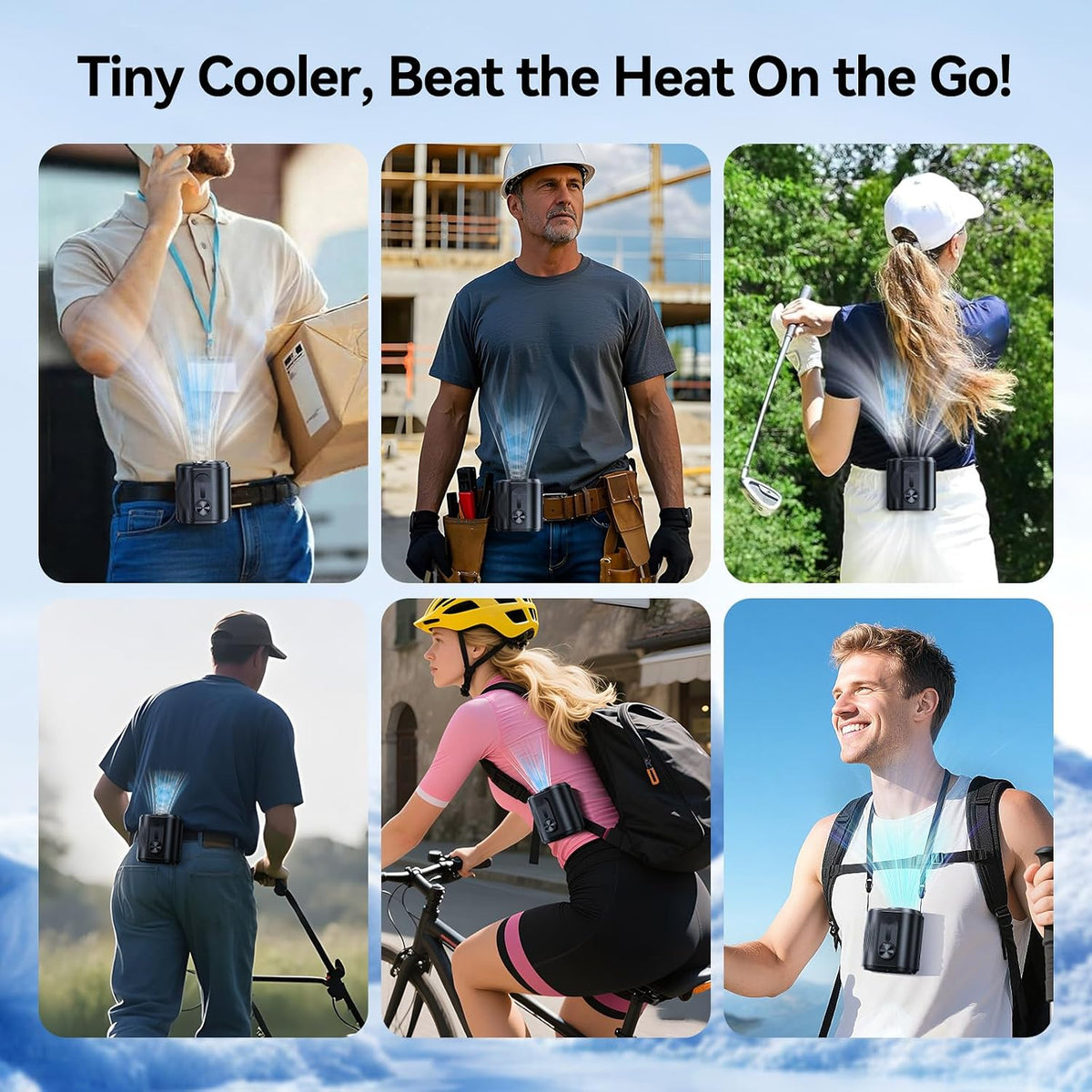 KIMMOO Portable Cool Clip Waist Fan with Ice Cooler,100-Speed, Rechargeable