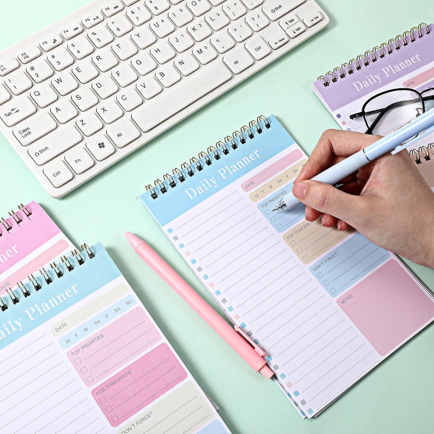 20 Pack To Do List Notepad, Daily To Do List Notebook, 5" x 8" 30 Sheets Spiral Paper Planner Notebook, A5 Undated Daily Planner Notepad with Checklist for Office Planning, Schedules