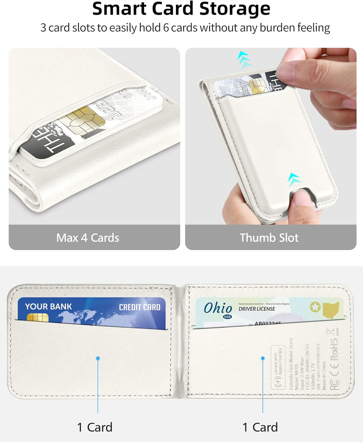 ExtreLife for Magsafe Wallet, Works with Apple Find My, 6 Cards Holder