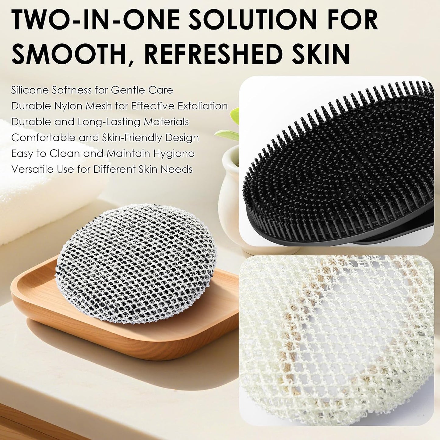 INNERNEED Food-Grade Soft Silicone Body Scrubber Shower Brush Handheld Cleansing Skin Brush, Gentle Exfoliating and Lather Well (Dark Green)