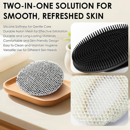 INNERNEED Food-Grade Soft Silicone Body Scrubber Shower Brush Handheld Cleansing Skin Brush, Gentle Exfoliating and Lather Well (Dark Green)