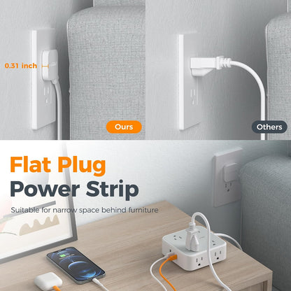 TESSAN Surge Protector Power Strip with 900J Surge Protection, 5 Ft, Grey