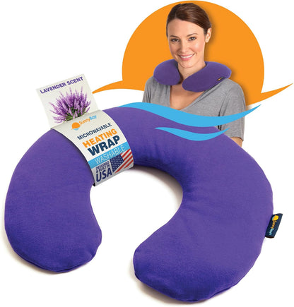 SunnyBay Microwave Heating Pad, Microwavable Heated Neck Pillow for Moist Hot Therapy, Heated Neck and Shoulder Wrap with Flax Seeds Filling and Washable Cover, 12"X12"X2", 2.5 lbs, Navy Blue