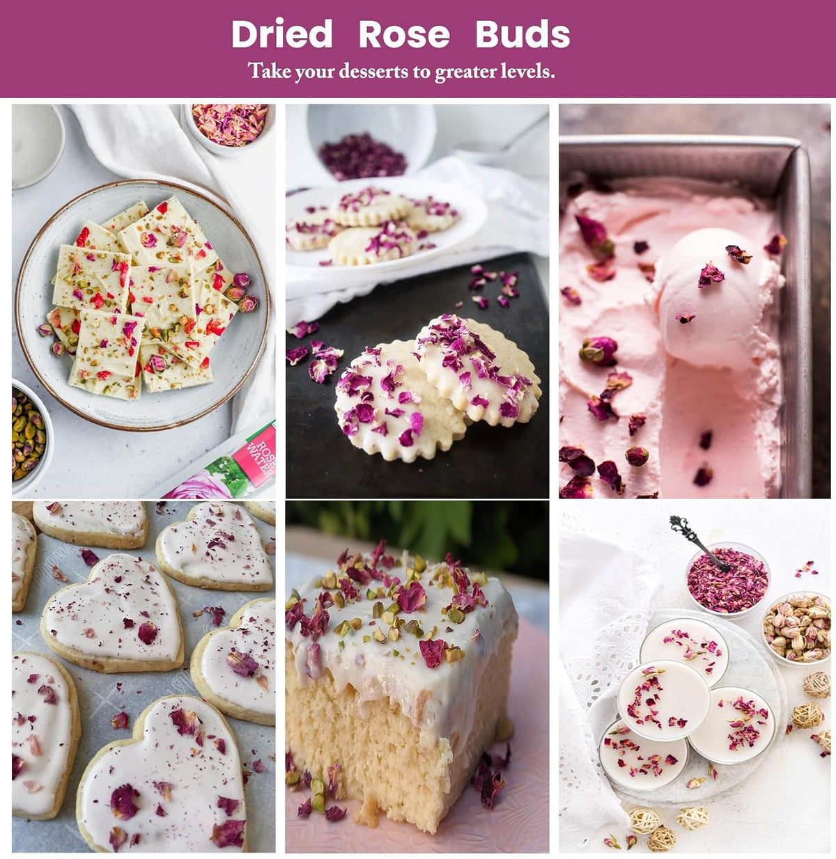 Dried Rose Petals & Dried Rose Buds, 8 oz/226 g