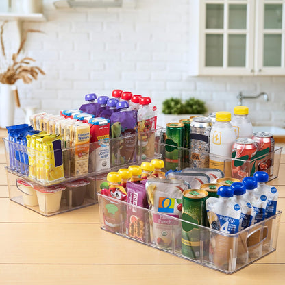 ClearSpace Plastic Pantry Organization and Storage Bins with Removable Dividers – Perfect Kitchen Organization or Kitchen Storage – Refrigerator Organizer Bins, Cabinet Organizers (2 Pack)