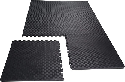 BalanceFrom Puzzle Exercise Mat 1/2" Thick, EVA Interlocking Foam Floor | Tiles for Home Gym, Mat for Home Workout Equipment, Floor Padding for Kids, Black, 24 in x 24 in x 1/2 in, 144 Sq Ft-36 Tiles
